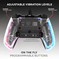 EvoFox Elite S Advanced Wired Gaming Controller for PC, 1000Hz Polling Rate, Hall Effect Joysticks, Programmable Macro Buttons, Sniper Mode & Turbo Mode, Dual Vibration, RGB Lighting, 1.8m Cable, Grey