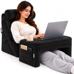CUSHIO Lap Desk & Wedge Combo for Laptops, Study and Reading (Black)