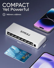 FEDUS Nextport-8000, 8 Port Gigabit Ethernet Switch 1000Mbps, High-Speed Network Splitter & LAN Hub, Plug & Play, Fanless, Desktop Switch for PC, Internet Cable, Laptop, Gaming, Router, NAS, CCTV, TV
