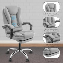 Casa Haus Italia Premium Leatherette Office Chair for Work | Boss Chair, Ergonomic Executive, Luxurious Cushioned Arms & Seat, 2 Point Back Massager, Heavy Duty Metal Base (Burgundy)