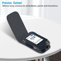MEDMAX Case for Freestyle Libre 3/2 / Libre Reader Blood Glucose Monitor, Case with Neck Holder for Hanging, Faux Leather Protective Cover with Carabiner Clip for Diabetics (Navy Blue)