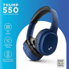 URBN Thump 550 Bluetooth 5.4 Wireless On Ear Headphone | HD Sound | Deep Bass | in-Built Mic | Type-C Charging | Foldable | Aux | Micro SD Card | 1 Year Replacement Warranty (Camo)