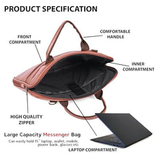ADISA Laptop Bag for Men - Faux Leather Office Messenger Briefcase with Laptop Compartment for Work, Business, Corporate & Professional Use (LB6050)