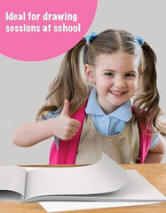 A4 Drawing Book, 34 Pages (29.5 x 21 cm), 100 GSM White Paper, Pack of 3 | Soft Blund, Sketch Book for Kids, Students and Artists | Thick Pages Suit Pencils, Crayons, Colour pens, Paints