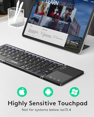 Samsers Foldable Bluetooth Keyboard with Touchpad, Ultra Slim Compact,Black