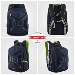 Glint Travel Laptop Backpack | 40L | Fits 15.6" Laptop | Water-Resistant Dobby Polyester | Anti-Theft Pocket, Rain Cover, Ergonomic Straps | Work, Travel & Commute (Grey & Teal)