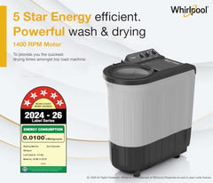 Whirlpool 6.5 Kg 5 Star Magic Clean Semi-Automatic Top Loading Washing Machine (MAGIC CLEAN 6.5 GREY, 4 Year Comprehensive Warranty, 1400 RPM Motor, 5 Year Motor Warranty)