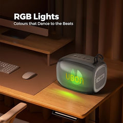 UBON Yodha SP-42, 10 watt Portable Bluetooth Speaker, 10 Hours Long Playtime, RGB Lights, Multiple Connectivity Wireless Party Speaker (Black)