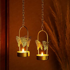 The Purple Tree Aluminium Hanging Butterfly Tealight Candle Holders Combo Pack (Pack of 4)