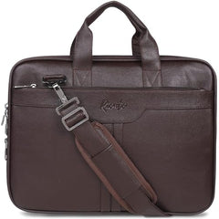 RIONTO Elite Vegan Leather Laptop Bags for Men Office Use | Upto 15.6 inch | Expandable Bottom | Mobile & Pen Compartment with Multiple Organizers | Professional Office Bag for Man & Women - Tan