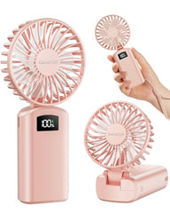 Gaiatop Powerful Hand Fan, Portable Personal Fan Handheld Fan, 3 Speed Foldable Desk Fan with Digital Display, 2000mAh USB Rechargeable Fan for Indoor Outdoor