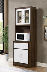 DeckUp Zeus Kitchen Cabinet (Walnut & White, Matte Finish)