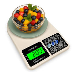 HomeBasic Digital Kitchen Weighing Scale 10kg |Food Weighing Machine, Weight Scale for Food, 1g Accuracy, Multi-Unit (g, oz), Tare Function, Waterproof Platform for Cooking, Baking & Diet (Beige+Grey)