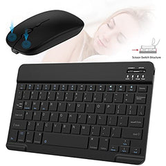 TOHAKATA Ultra-Slim Bluetooth Keyboard and Mouse Combo, Black Portable, Rechargeable, Wireless, Compatible with Android Tablet Cell Phone Samsung iPhone iPad