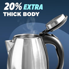 Milton Appliances Go Electric Kettle 1.8 Litre I 3X Protection - Dry Boil, Auto Shut Off, Overheat I 1350 Watt I Super Fast Boiling I Stainless Steel I 360° Power Base I 1 Year Warranty