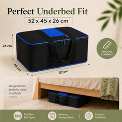 DALUCI Underbed Storage Bags for Clothes Pack of 4 Large Moisture Proof Organizer with Zipper Non Woven Foldable Storage Bag for Blanket Saree Wardrobe 54 x 46 x 26 cm (Black & Red - Large, 4 Pack)