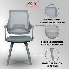 MRC Mono Ergonomic Office Chair (Mid-Back) – Revolving Breathable Mesh Desk Chair for Work from Home & Study–Lumbar Support & Heavy Duty Nylon Base (Grey & White)