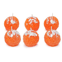 TIED RIBBONS Set of 6 Motichoor Ladoo Shaped Candles for Home, Pooja & Gifting | Wedding & Festival Décor | Candle for Gift - Diwali Decoration Items for (2-3 Hours Burning Time, Unscented)