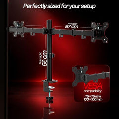 HIFFIN MS16 Monitor Stand, Gas Spring Single Monitor Arm for 32 Inch Screens, 2–10 kg Load Capacity, VESA 75x75 & 100x100 mm, Adjustable Monitor Desk Mount