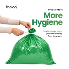 Tag On Garbage Bags | 300 Pcs | Medium - 19 x 21 Inches | 30 Bags x 10 Rolls | Green | Dustbin/Trash Bags with Detachable Drawstrings | For Dry & Wet Waste Garbage Bag