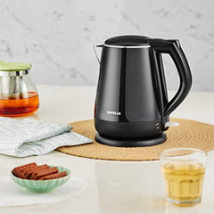 Havells Electric Kettle Altro 1250 Watts 1.5 liters, Double Layered Cool Touch Outer Body | 304 Rust Resistant SS Inner Body with Auto Shut Off | Wider Mouth | 2 Yr Manufacturer Warranty (Black)