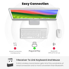 cimetech Wireless Keyboard and Mouse Set, 2.4G Ultra-Thin Sleek Design, USB Compact Full Size Keyboard Mouse Combo for Windows, Computer, Desktop, PC, Notebook - Pink