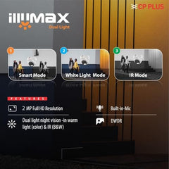 CP-Plus DC24PL3C-L 2.4MP HD Dual Light Hybrid Illumax Full Color-On-Motion IR Dome Security Camera | 3.6 mm Fixed Lens | Illumination Range of 30 Mtrs, IP67- CP-URC-DC24PL3C-L