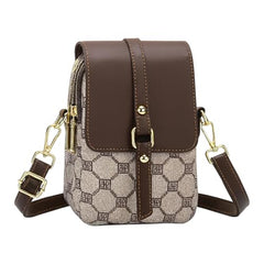MOMISY Women’s Crossbody Sling Bag | PVC Leather Mini Shoulder Bag with Magnetic Buckle & Adjustable Strap(Dark Brown)