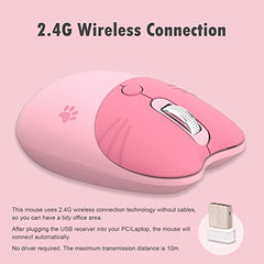 Lomiluskr Cute Cat Wireless Mouse, Lightweight Soundless Mice, 2.4G Wireless Mice, Candy Colors, Kawaii Mouse for Girls and Kids (Purple)