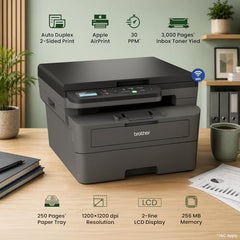 Brother DCP-L2605DW (New Launch) Auto Duplex Laser Printer, 30 PPM, Print Scan Copy, LCD Display, 256 MB Memory, (WiFi WiFi Direct LAN USB), Affordable, 2 in 1 (ID) Copy Button, Free Installation