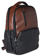 F Gear CEO Brown 25L Medium Laptop backpack Fits upto 16" Laptop faux Artificial Leather Water resistant lightweight, Gifts for Men Women Boys Girls Adults, College/School/Tuition/Travel Bag