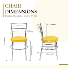 RATISON Office Visitor Study Chair Home Restaurant Steel Multipurpose with a Leather Cushion Steel Chrome Chair with Ring (Green, 6)