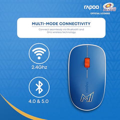 Rapoo M100 Multi Device Bluetooth 4.0, 5.0 & Wireless 2.4GHz Mouse, Blue