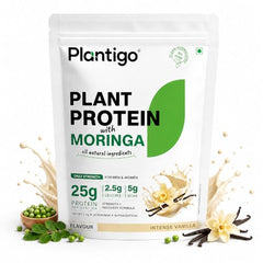 Plantigo Plant Protein Powder with Moringa Superfood | 25g Protein, 5g BCAA, 2.5g Leucine, Digestive Enzymes | 3rd Party Lab Tested | Lush Mango Flavor - Travel Pouch