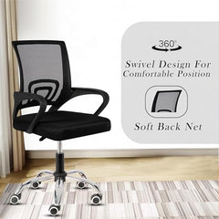 Casa Copenhagen Mesh Mid Back Office/Study/Computer/Revolving/Desk Chair for Work from Home -Metal Base, Height Adjustable Seat - Grey Milange & Black Handle