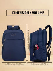 Cosmus Atomic Dx 3 Compartment Large Laptop Bag Black Navy Blue Polyester Laptop Backpack