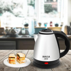 INALSA Electric Kettle for Hot Water |1.8 L Capacity| LED Illumination & Borosilicate Glass Body| 2 Year Warranty|Multipurpose Electric Kettle| Water Boiler (Prism Inox),1350 Watts