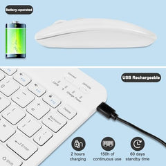 Bluetooth Keyboard and Mouse Combo Ultra-Slim Portable Rechargeable Compact Wireless Mouse Keyboard Set for Pad/iPad Pro/iPad Mini/iPad Air Mac OS,Android Windows iOS and Above(White)