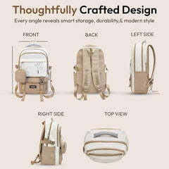 Lysoric Backpack with Detachable Pouch for Teen Girls,Casual School Backpack 14-18 Teenage 15.8 Inch Laptop Bookbag,Big Student Laptop Backpack for College Women School,Travel (Black)