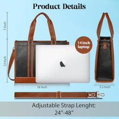 Womanix Canvas Laptop Tote Bag,14 inch Laptop Bag, Black Shoulder Bag, Casual Briefcase, Tote Bag For Women, Travel, Office, College