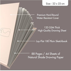Zaslan Paper - Artist Sketchbook - Square - 120 Gsm - Drawing Sketchbook - 88 Pages/44 Sheets - Hard Bound Drawing Book - Size 21.5 X 21.5 Cm (Face Aura), Acrylic