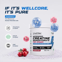 Wellcore Creatine Monohydrate For Women (33 Servings, Cranberry Crush)