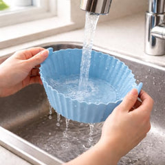 Air Fryer Silicone Liners Reusable – 6 Pack Food Grade Non-Stick Silicone Air Fryer Basket Bowl, Heat Resistant Baking Tray for Airfryer Oven Microwave, Easy Clean Safe Air Fryer
