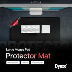 Dyazo Vegan PU Leather Mouse Pad for Remote Work/Office/Gaming, Large Desk Mat, Dual-Sided Anti-Slip, Water-Resistant Design (800 x 300mm, Navy Blue & Yellow)