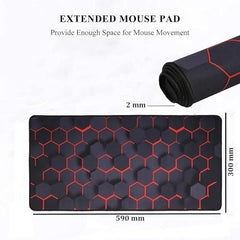 INOVERA Anti-Slip Gaming Mouse Pad | Shortcut Keys Rubber Stitched Mat |Desk Accessories for Laptop, Computer Home, Office (Black, 800L x 300B mm)