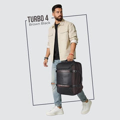 Gear Turbo 21"/45L Large Water Resistant Anti theft Laptop Backpack with Raincover | Backpack | Daypack |Briefcase | Travel Bag For Men/Women (Black - Grey)