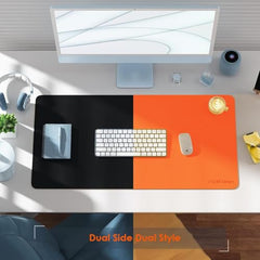 V-CUBE Designs Premium Vegan Leather Dual Color Desk Mat 75X40cm 1.8mm Thick| Laptop Mat/Extended Large Mouse Pad, Reversible Deskspread |High Tear/Peel Strength|Anti-Slip,Splash-Proof| Blue&Yellow