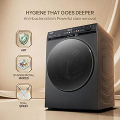 Haier Smart Choice 12 Kg AI Color Panel, One-Touch Smart Wash, Fabric Detection Fully Automatic Front Load Washing Machine with In-Built Heater,WI-FI, Black (HW120-DM14F9BKU1)