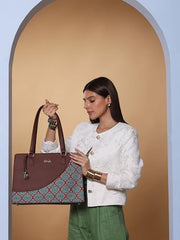 ZOUK Office Essential Bag | Jute | Vegan Leather Handcrafted Tote Bag With Double Handle Shoulder Strap | Bristel