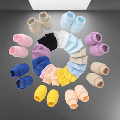 Newborn Baby Mittens and Booties Combo 8 pairs Gloves & 8 pairs Socks Set for 0-6 Months Babies Pack of 8